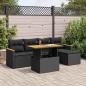 Preview: ARDEBO.de - 6-tlg. Garten-Sofagarnitur mit Kissen Schwarz Poly Rattan