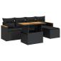 Preview: 6-tlg. Garten-Sofagarnitur mit Kissen Schwarz Poly Rattan