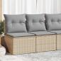 Preview: ARDEBO.de - 4-tlg. Garten-Sofagarnitur mit Kissen Beige Poly Rattan Akazie