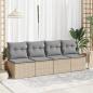 Preview: 4-tlg. Garten-Sofagarnitur mit Kissen Beige Poly Rattan Akazie