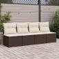 Preview: 4-tlg. Garten-Sofagarnitur mit Kissen Braun Poly Rattan Akazie
