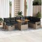 Preview: ARDEBO.de - 9-tlg. Garten-Sofagarnitur mit Kissen Grau Poly Rattan Akazie