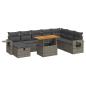 Preview: 9-tlg. Garten-Sofagarnitur mit Kissen Grau Poly Rattan Akazie