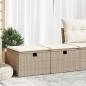 Preview: ARDEBO.de - 2-tlg. Garten-Sofagarnitur mit Kissen Beige Poly Rattan Akazie