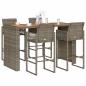 Preview: ARDEBO.de - 5-tlg. Gartenbar-Set ohne Kissen Grau Poly Rattan Akazie