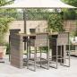 Preview: 5-tlg. Gartenbar-Set ohne Kissen Grau Poly Rattan Akazie