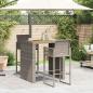 Preview: 3-tlg. Gartenbar-Set ohne Kissen Grau Poly Rattan Akazie