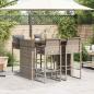 Preview: 5-tlg. Gartenbar-Set mit Kissen Grau Poly Rattan Akazie