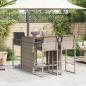 Preview: ARDEBO.de - 5-tlg. Gartenbar-Set mit Kissen Grau Poly Rattan Akazie