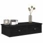 Preview: ARDEBO.de - Wandregal mit Schubladen Schwarz 60x25x15 cm Holzwerkstoff
