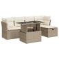 Preview: 6-tlg. Garten-Sofagarnitur mit Kissen Beige Poly Rattan