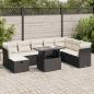 Preview: ARDEBO.de - 9-tlg. Garten-Sofagarnitur mit Kissen Schwarz Poly Rattan