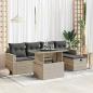 Preview: ARDEBO.de - 6-tlg. Garten-Sofagarnitur mit Kissen Hellgrau Poly Rattan