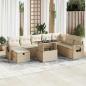 Preview: ARDEBO.de - 9-tlg. Garten-Sofagarnitur mit Kissen Beige Poly Rattan