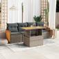 Preview: ARDEBO.de - 5-tlg. Garten-Sofagarnitur mit Kissen Grau Poly Rattan Akazie