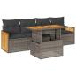 Preview: 5-tlg. Garten-Sofagarnitur mit Kissen Grau Poly Rattan Akazie