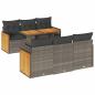 Preview: 7-tlg. Garten-Sofagarnitur mit Kissen Grau Poly Rattan Akazie
