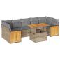 Preview: 8-tlg. Garten-Sofagarnitur mit Kissen Beige Poly Rattan Akazie