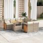 Preview: ARDEBO.de - 9-tlg. Garten-Sofagarnitur mit Kissen Beige Poly Rattan Akazie