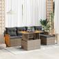 Preview: ARDEBO.de - 6-tlg. Garten-Sofagarnitur mit Kissen Grau Poly Rattan Akazie