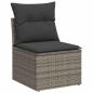 Preview: 6-tlg. Garten-Sofagarnitur mit Kissen Grau Poly Rattan Akazie