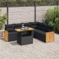 Preview: ARDEBO.de - 7-tlg. Garten-Sofagarnitur mit Kissen Schwarz Poly Rattan