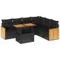Preview: 7-tlg. Garten-Sofagarnitur mit Kissen Schwarz Poly Rattan