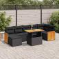 Preview: ARDEBO.de - 7-tlg. Garten-Sofagarnitur mit Kissen Schwarz Poly Rattan