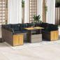 Preview: ARDEBO.de - 10-tlg. Garten-Sofagarnitur mit Kissen Grau Poly Rattan Akazie