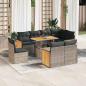 Preview: ARDEBO.de - 9-tlg. Garten-Sofagarnitur mit Kissen Grau Poly Rattan Akazie