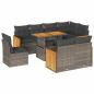 Preview: 9-tlg. Garten-Sofagarnitur mit Kissen Grau Poly Rattan Akazie