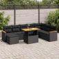 Preview: ARDEBO.de - 9-tlg. Garten-Sofagarnitur mit Kissen Schwarz Poly Rattan
