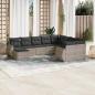 Preview: ARDEBO.de - 10-tlg. Garten-Sofagarnitur mit Kissen Hellgrau Poly Rattan