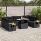Preview: ARDEBO.de - 10-tlg. Garten-Sofagarnitur mit Kissen Schwarz Poly Rattan