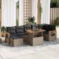 Preview: ARDEBO.de - 8-tlg. Garten-Sofagarnitur mit Kissen Grau Poly Rattan Akazie
