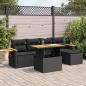 Preview: ARDEBO.de - 7-tlg. Garten-Sofagarnitur mit Kissen Schwarz Poly Rattan