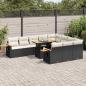 Preview: ARDEBO.de - 10-tlg. Garten-Sofagarnitur mit Kissen Schwarz Poly Rattan