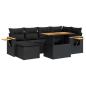 Preview: 7-tlg. Garten-Sofagarnitur mit Kissen Schwarz Poly Rattan