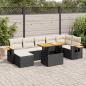 Preview: ARDEBO.de - 8-tlg. Garten-Sofagarnitur mit Kissen Schwarz Poly Rattan