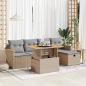 Preview: ARDEBO.de - 6-tlg. Garten-Sofagarnitur mit Kissen Beige Poly Rattan