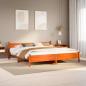 Preview: ARDEBO.de - Massivholzbett ohne Matratze Wachsbraun 200x200 Kiefernholz