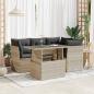 Preview: ARDEBO.de - 5-tlg. Garten-Sofagarnitur mit Kissen Hellgrau Poly Rattan