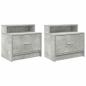 Preview: ARDEBO.de - Nachttische mit Schublade 2 Stk. Betongrau 51x31x47 cm