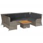Preview: 7-tlg. Garten-Lounge-Set mit Kissen Grau Poly Rattan