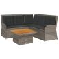 Preview: 4-tlg. Garten-Lounge-Set mit Kissen Grau Poly Rattan