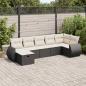 Preview: ARDEBO.de - 7-tlg. Garten-Sofagarnitur mit Kissen Schwarz Poly Rattan