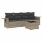 Preview: 5-tlg. Garten-Sofagarnitur mit Kissen Hellgrau Poly Rattan