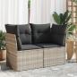 Preview: ARDEBO.de - Gartensofa mit Kissen 2-Sitzer Hellgrau Poly Rattan