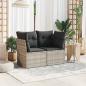 Preview: Gartensofa mit Kissen 2-Sitzer Hellgrau Poly Rattan