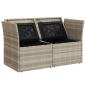 Preview: Gartensofa mit Kissen 2-Sitzer Hellgrau Poly Rattan